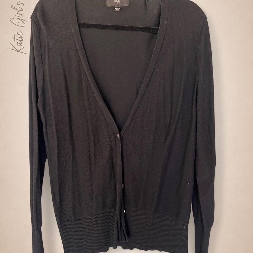 Massimo Black Button Front Cardigan Sweater Women's 2X Lightweight V-Neck